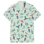 Australia Christmas Family Matching Tank Maxi Dress and Hawaiian Shirt Aussie Kookaburra Watercolor Seamless Style - Aussie Hoodie