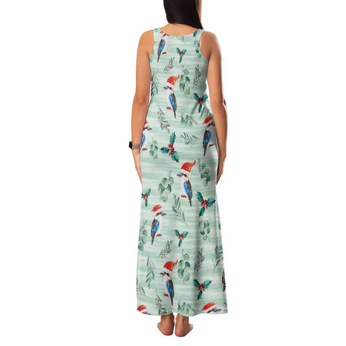 Australia Christmas Family Matching Tank Maxi Dress and Hawaiian Shirt Aussie Kookaburra Watercolor Seamless Style - Aussie Hoodie