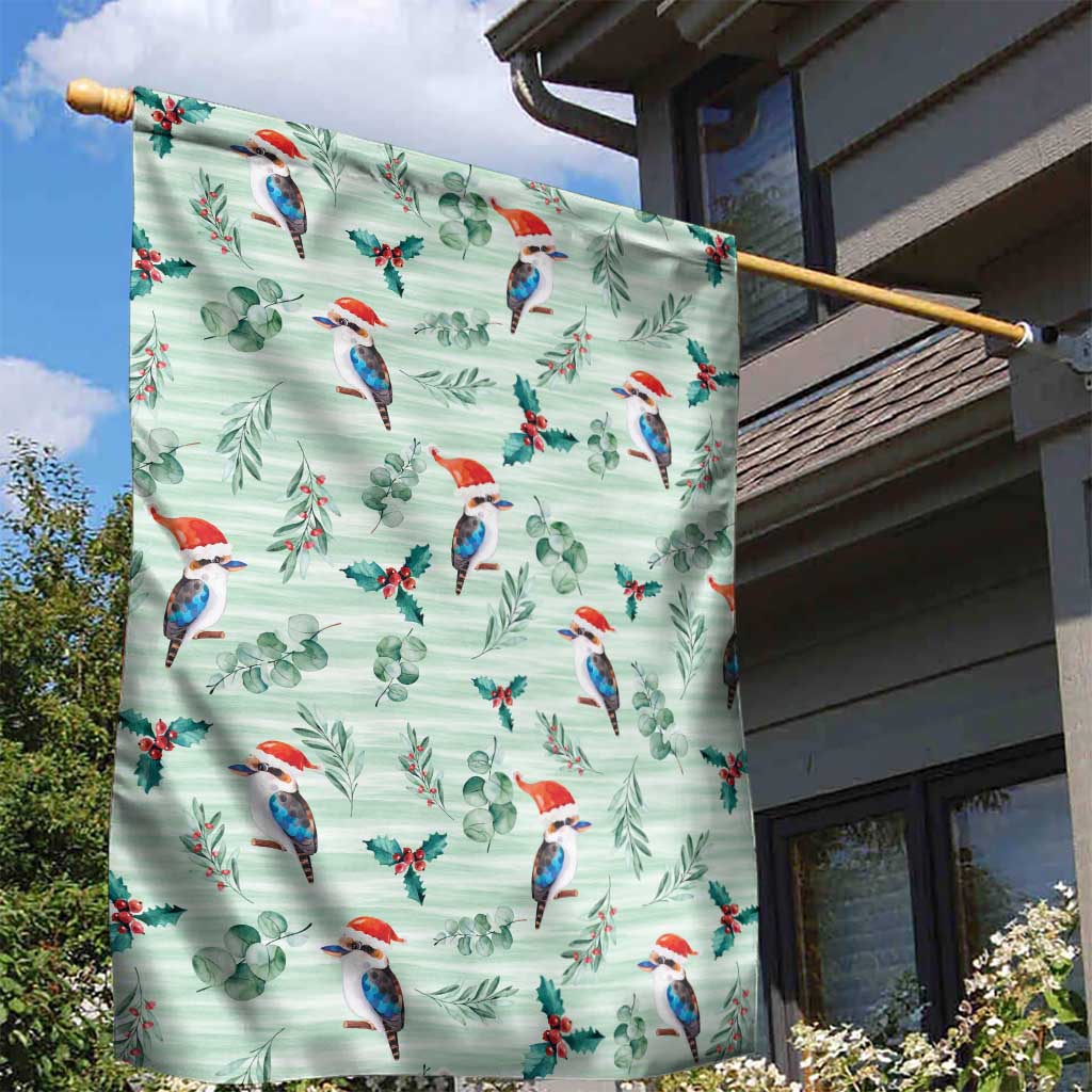 Australia Christmas Garden Flag Aussie Kookaburra Watercolor Seamless Style - Aussie Hoodie