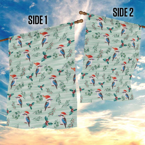 Australia Christmas Garden Flag Aussie Kookaburra Watercolor Seamless Style - Aussie Hoodie