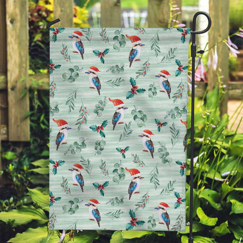 Australia Christmas Garden Flag Aussie Kookaburra Watercolor Seamless Style - Aussie Hoodie