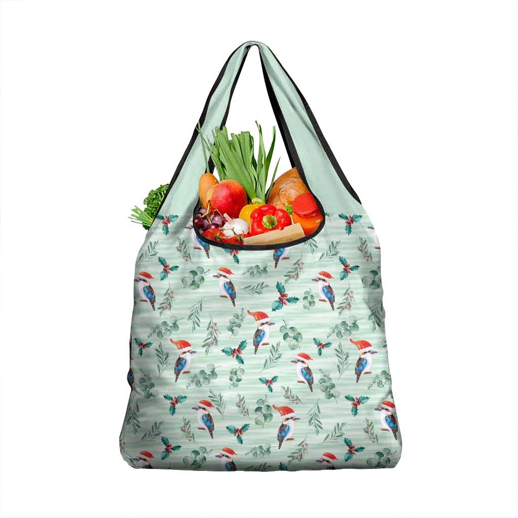 Australia Christmas Grocery Bag Aussie Kookaburra Watercolor Seamless Style - Aussie Hoodie