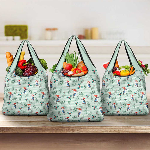 Australia Christmas Grocery Bag Aussie Kookaburra Watercolor Seamless Style - Aussie Hoodie