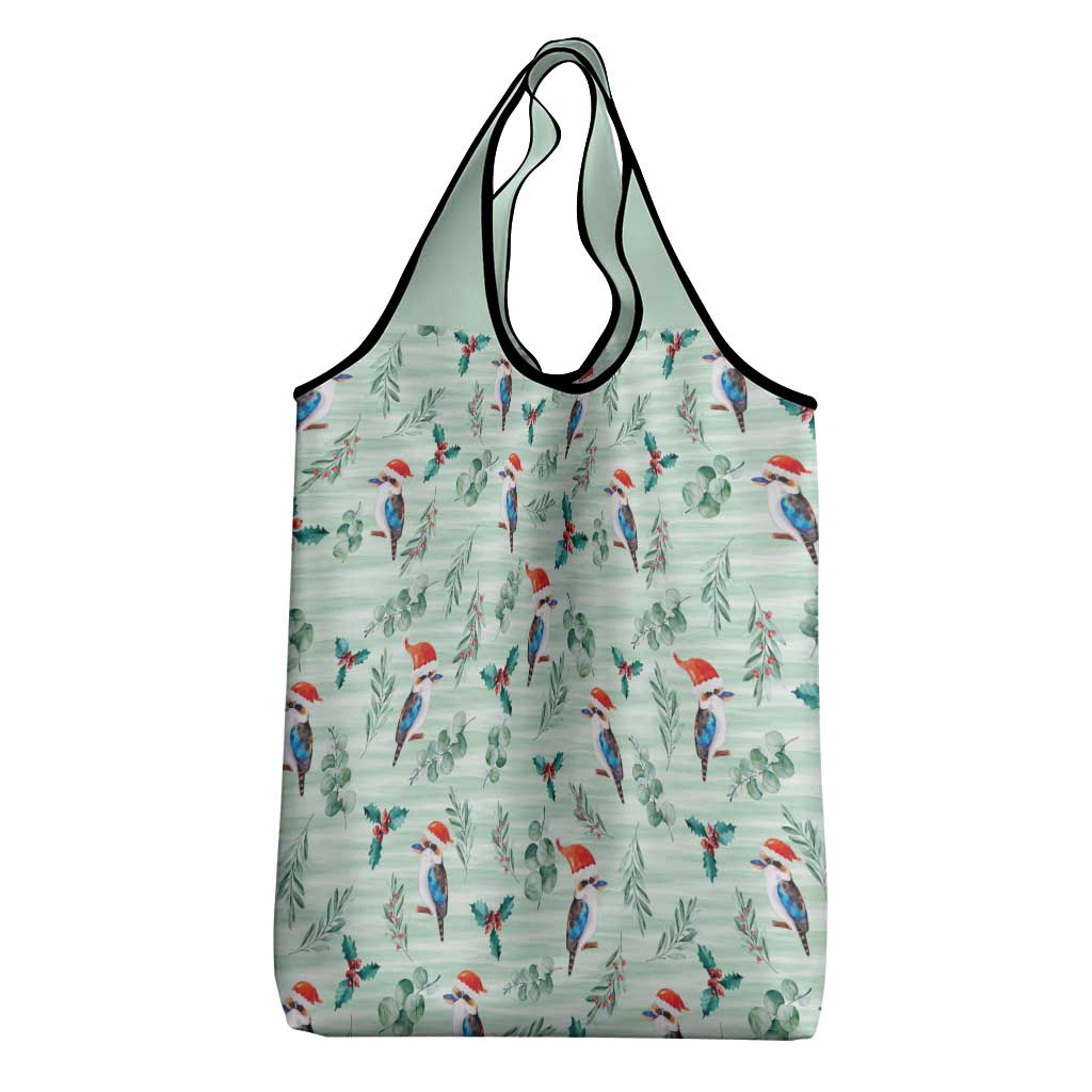 Australia Christmas Grocery Bag Aussie Kookaburra Watercolor Seamless Style - Aussie Hoodie