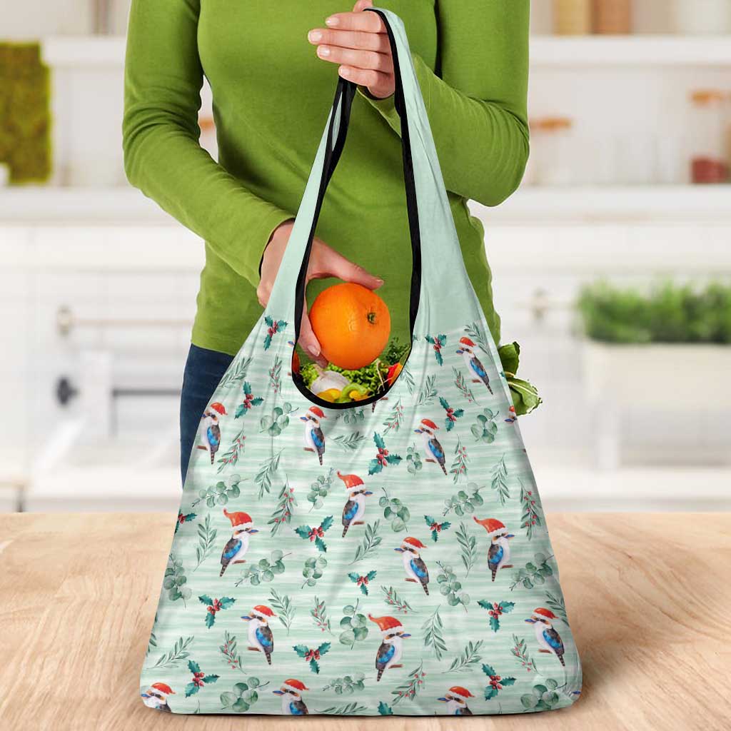 Australia Christmas Grocery Bag Aussie Kookaburra Watercolor Seamless Style - Aussie Hoodie