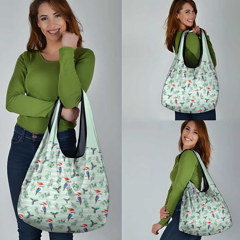 Australia Christmas Grocery Bag Aussie Kookaburra Watercolor Seamless Style - Aussie Hoodie