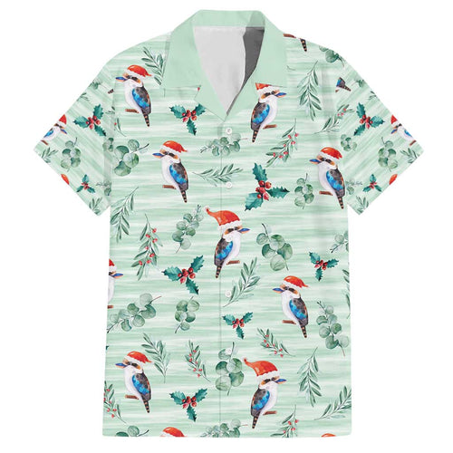 Australia Christmas Hawaiian Shirt Aussie Kookaburra Watercolor Seamless Style - Aussie Hoodie