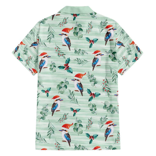 Australia Christmas Hawaiian Shirt Aussie Kookaburra Watercolor Seamless Style - Aussie Hoodie