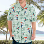 Australia Christmas Hawaiian Shirt Aussie Kookaburra Watercolor Seamless Style - Aussie Hoodie