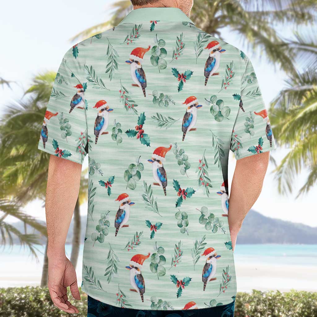 Australia Christmas Hawaiian Shirt Aussie Kookaburra Watercolor Seamless Style - Aussie Hoodie