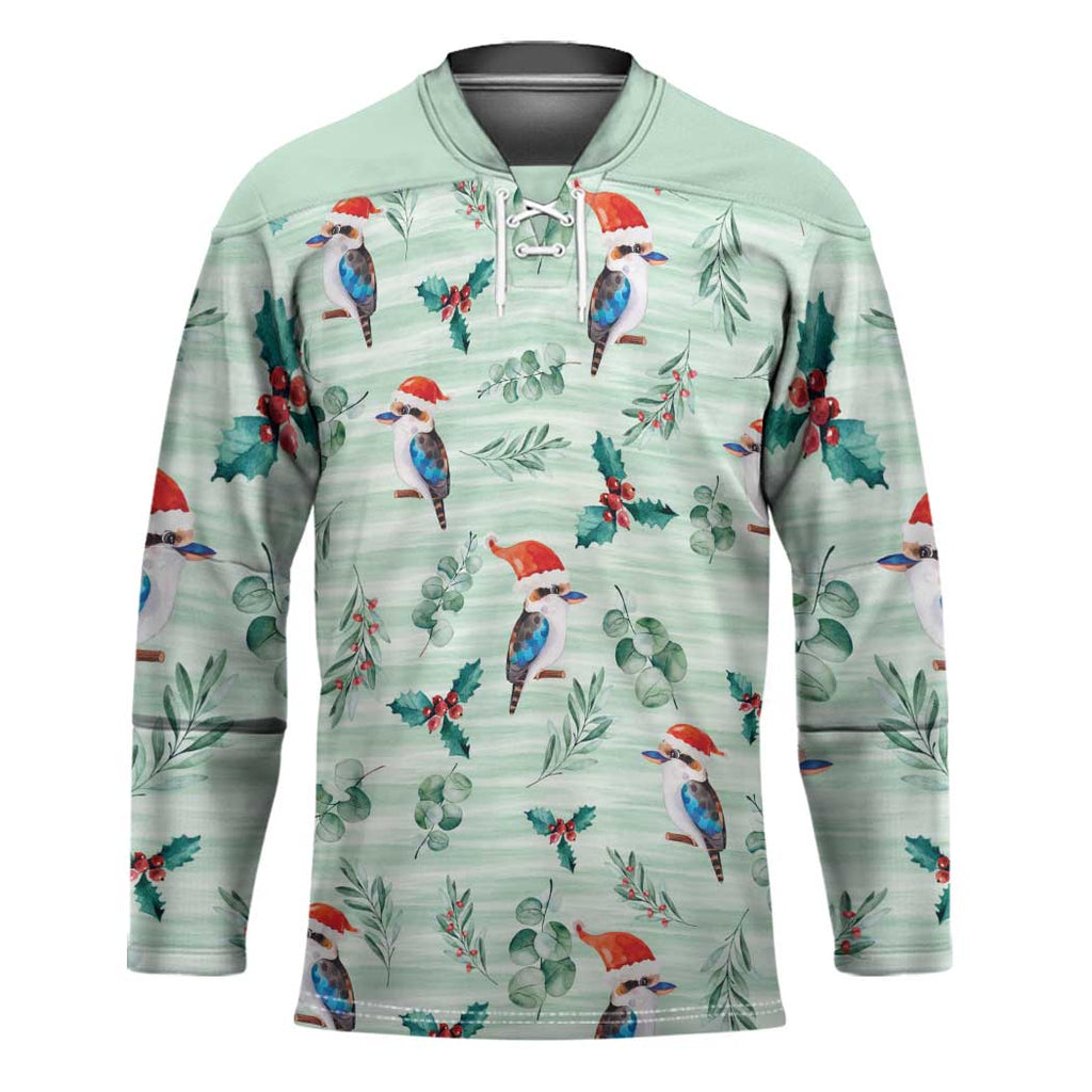 Australia Christmas Hockey Jersey Aussie Kookaburra Watercolor Seamless Style - Aussie Hoodie