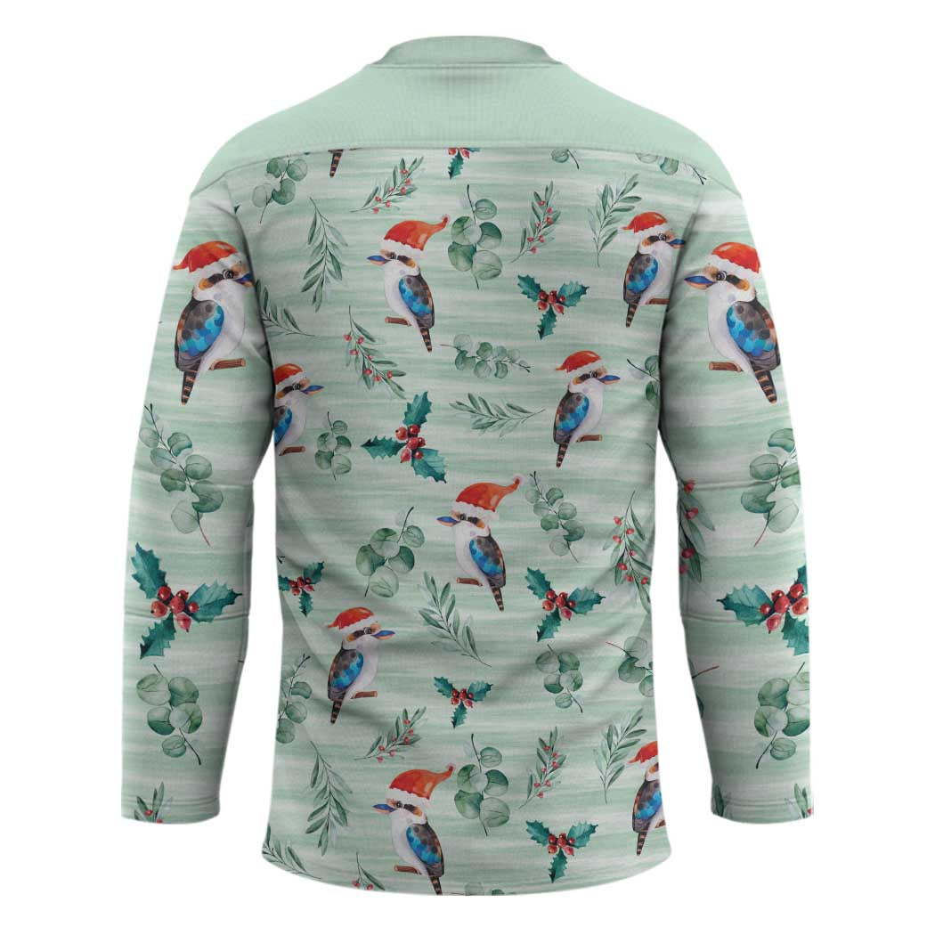Australia Christmas Hockey Jersey Aussie Kookaburra Watercolor Seamless Style - Aussie Hoodie