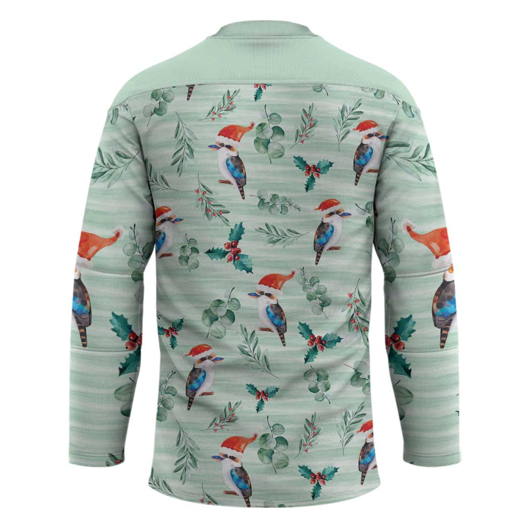 Australia Christmas Hockey Jersey Aussie Kookaburra Watercolor Seamless Style - Aussie Hoodie