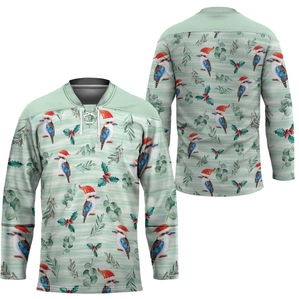Australia Christmas Hockey Jersey Aussie Kookaburra Watercolor Seamless Style - Aussie Hoodie