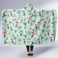 Australia Christmas Hooded Blanket Aussie Kookaburra Watercolor Seamless Style - Aussie Hoodie