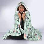 Australia Christmas Hooded Blanket Aussie Kookaburra Watercolor Seamless Style - Aussie Hoodie