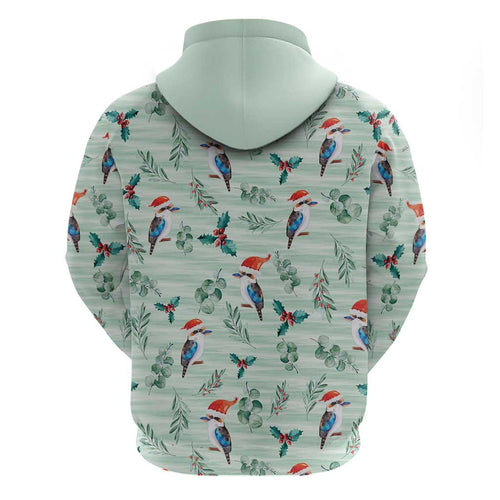 Australia Christmas Hoodie Aussie Kookaburra Watercolor Seamless Style - Aussie Hoodie