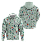 Australia Christmas Hoodie Aussie Kookaburra Watercolor Seamless Style - Aussie Hoodie