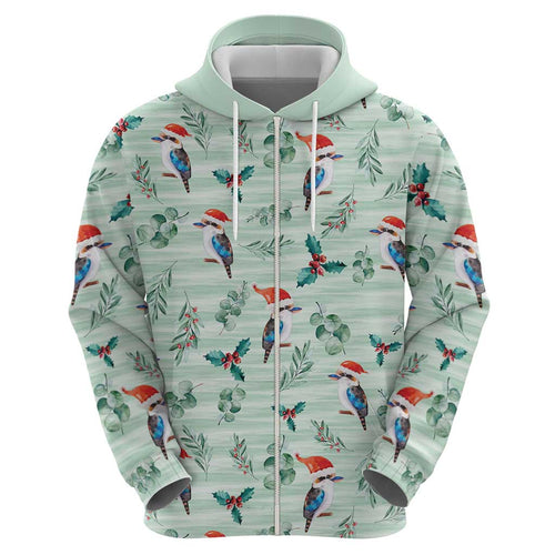 Australia Christmas Hoodie Aussie Kookaburra Watercolor Seamless Style - Aussie Hoodie