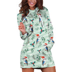 Australia Christmas Hoodie Dress Aussie Kookaburra Watercolor Seamless Style - Aussie Hoodie