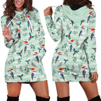Australia Christmas Hoodie Dress Aussie Kookaburra Watercolor Seamless Style - Aussie Hoodie