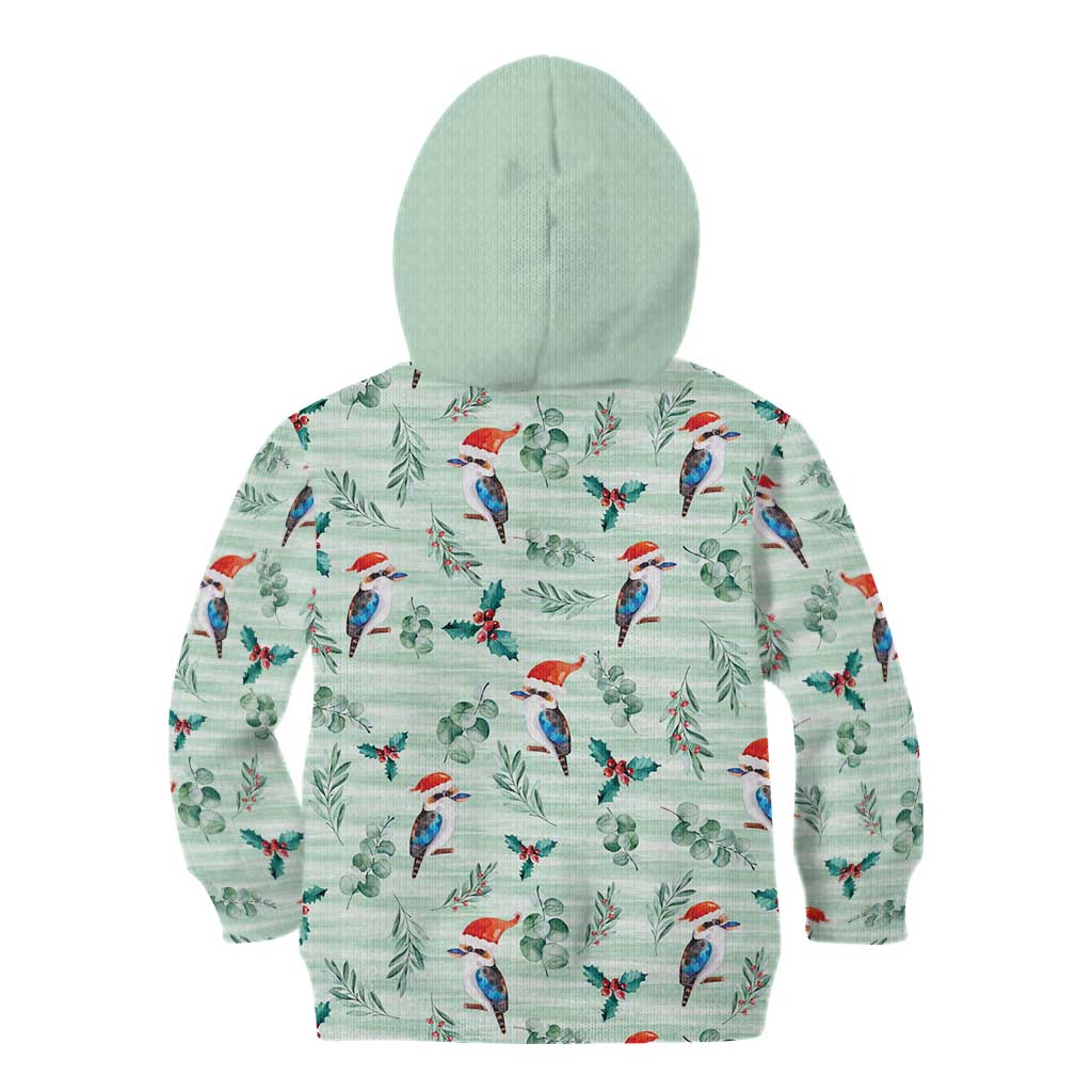 Australia Christmas Kid Hoodie Aussie Kookaburra Watercolor Seamless Style - Aussie Hoodie