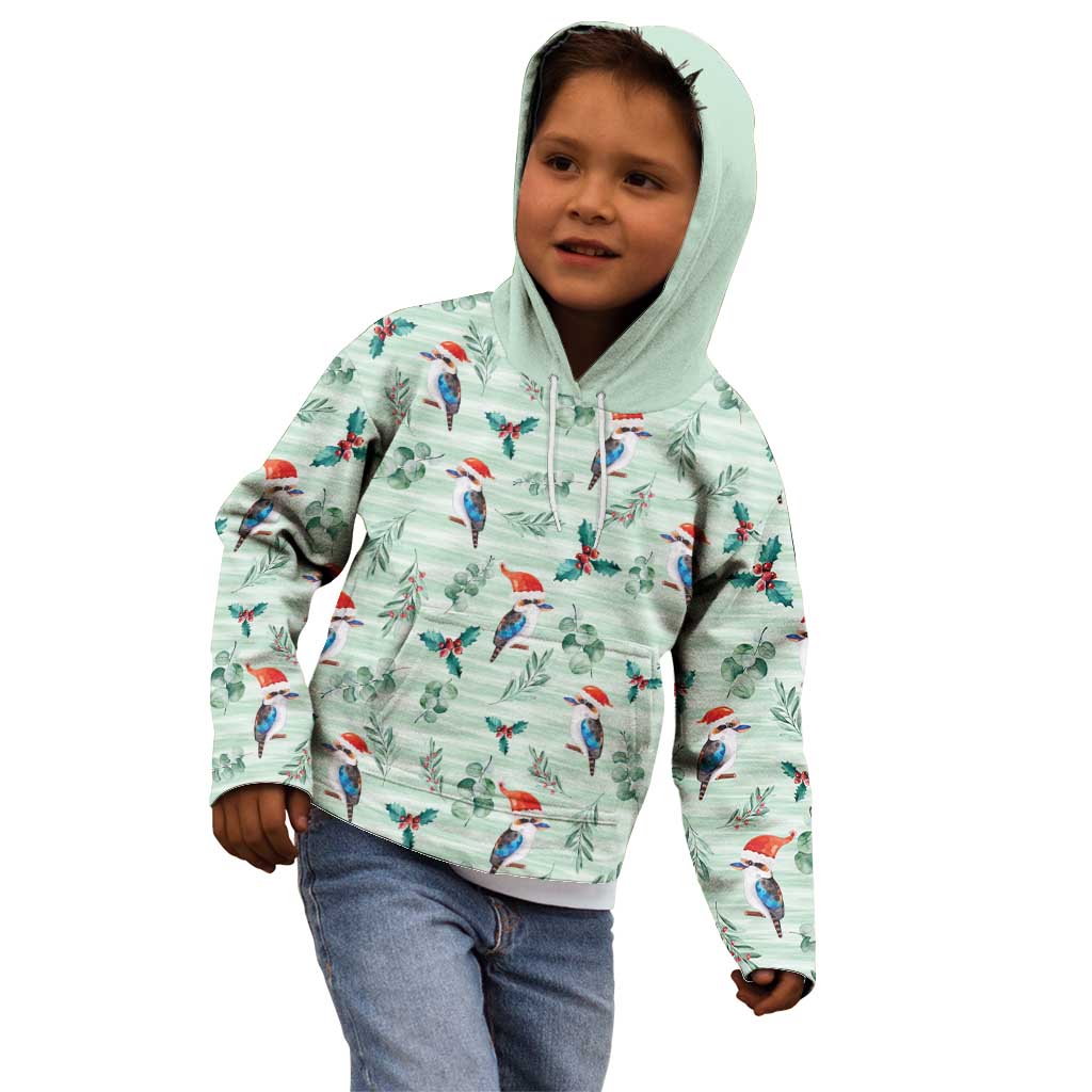 Australia Christmas Kid Hoodie Aussie Kookaburra Watercolor Seamless Style - Aussie Hoodie