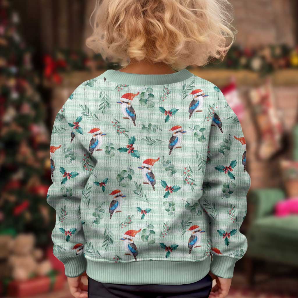 Australia Christmas Kid Ugly Christmas Sweater Aussie Kookaburra Watercolor Seamless Style - Aussie Hoodie