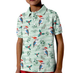 Australia Christmas Kid Polo Shirt Aussie Kookaburra Watercolor Seamless Style - Aussie Hoodie