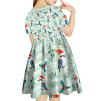 Australia Christmas Kid Short Sleeve Dress Aussie Kookaburra Watercolor Seamless Style - Aussie Hoodie