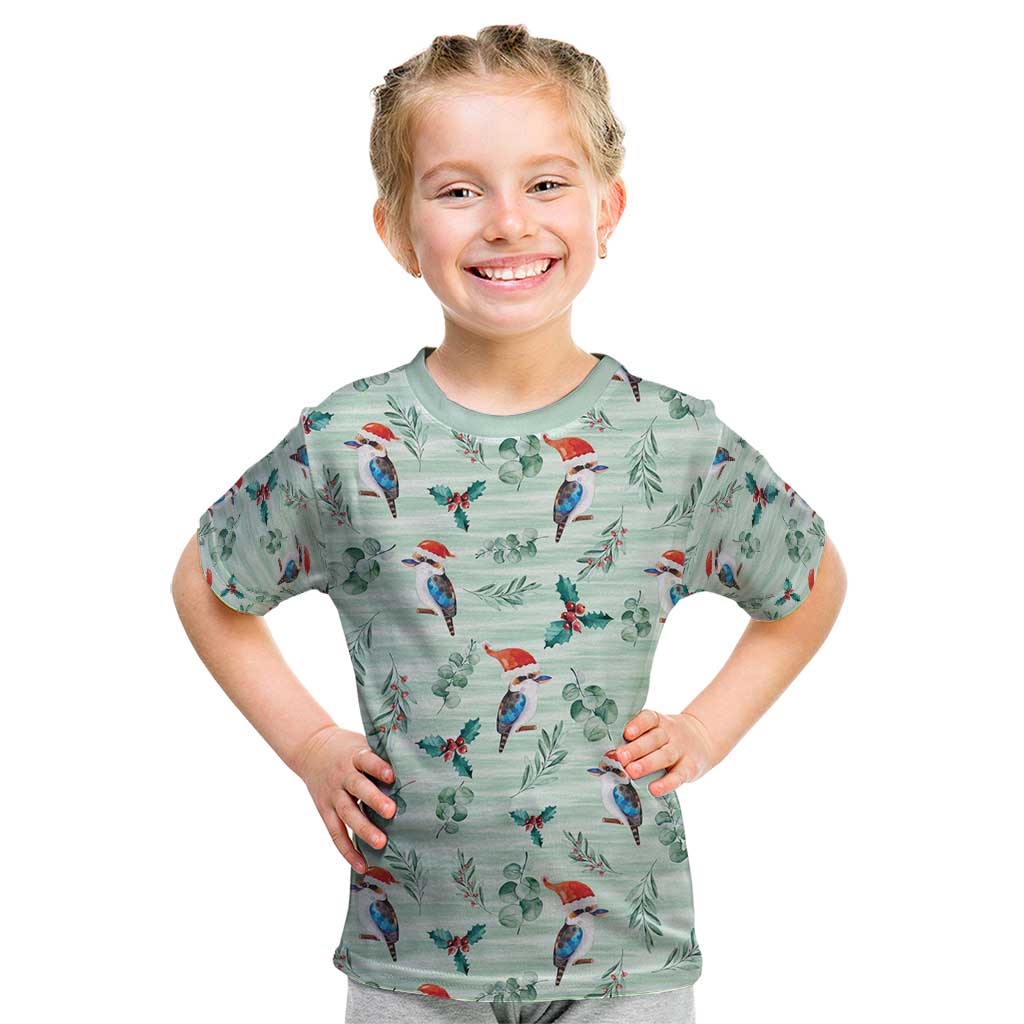 Australia Christmas Kid T Shirt Aussie Kookaburra Watercolor Seamless Style - Aussie Hoodie