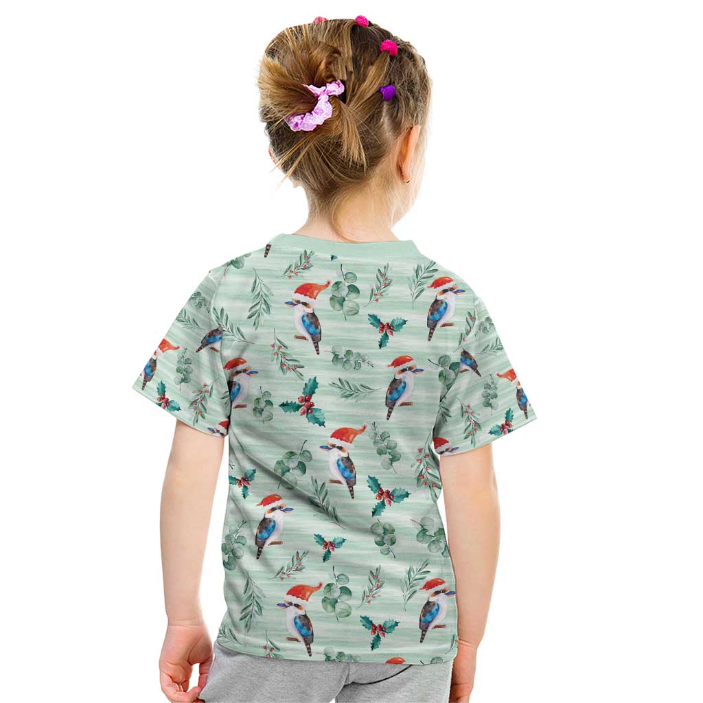 Australia Christmas Kid T Shirt Aussie Kookaburra Watercolor Seamless Style - Aussie Hoodie