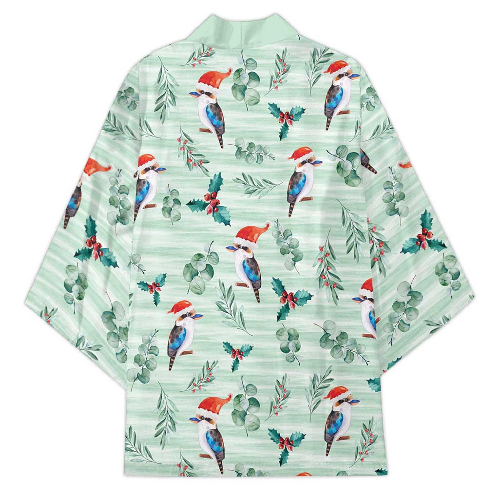 Australia Christmas Kimono Aussie Kookaburra Watercolor Seamless Style - Aussie Hoodie