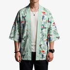 Australia Christmas Kimono Aussie Kookaburra Watercolor Seamless Style - Aussie Hoodie