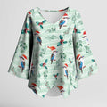 Australia Christmas Kimono Sleeve Blouse Aussie Kookaburra Watercolor Seamless Style - Aussie Hoodie