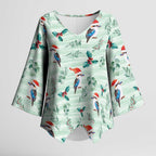 Australia Christmas Kimono Sleeve Blouse Aussie Kookaburra Watercolor Seamless Style - Aussie Hoodie