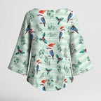 Australia Christmas Kimono Sleeve Blouse Aussie Kookaburra Watercolor Seamless Style - Aussie Hoodie