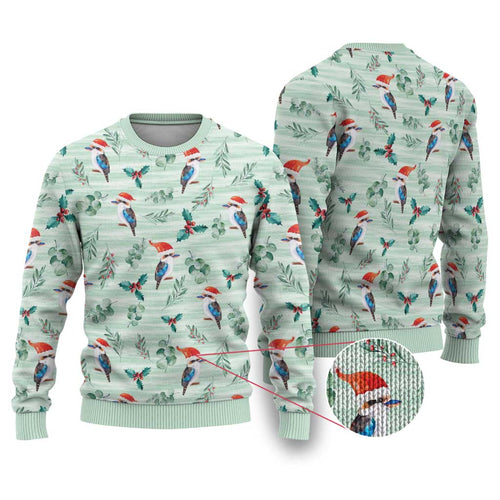 Australia Christmas Ugly Christmas Sweater Aussie Kookaburra Watercolor Seamless Style - Aussie Hoodie
