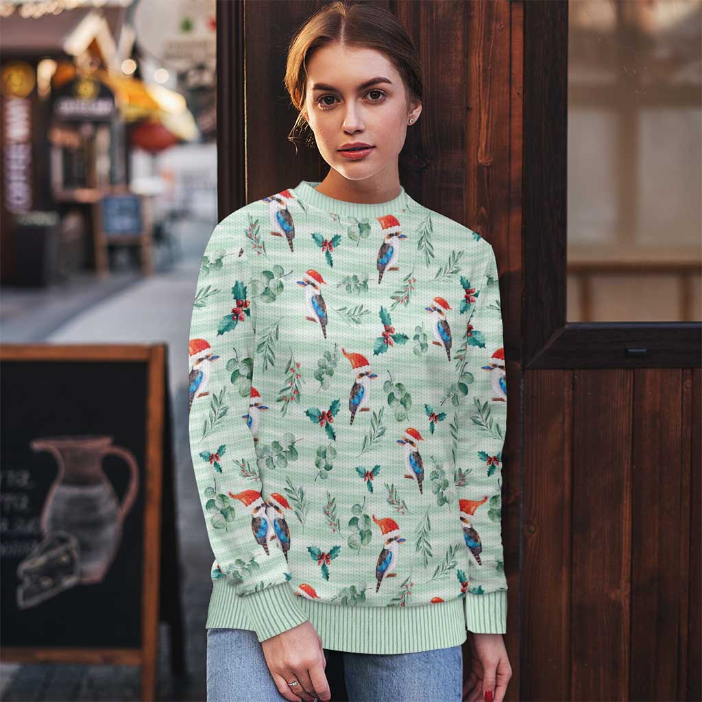Australia Christmas Ugly Christmas Sweater Aussie Kookaburra Watercolor Seamless Style - Aussie Hoodie