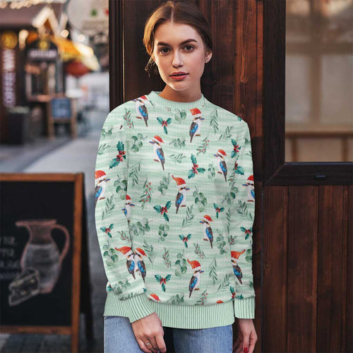 Australia Christmas Ugly Christmas Sweater Aussie Kookaburra Watercolor Seamless Style - Aussie Hoodie