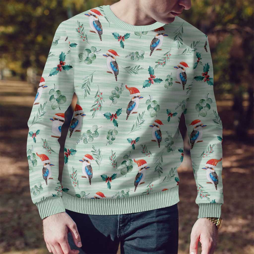 Australia Christmas Ugly Christmas Sweater Aussie Kookaburra Watercolor Seamless Style - Aussie Hoodie
