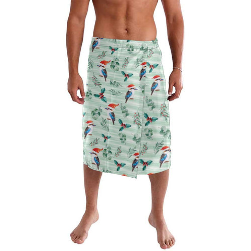 Australia Christmas Lavalava Aussie Kookaburra Watercolor Seamless Style - Aussie Hoodie