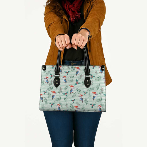 Australia Christmas Leather Bag Aussie Kookaburra Watercolor Seamless Style - Aussie Hoodie