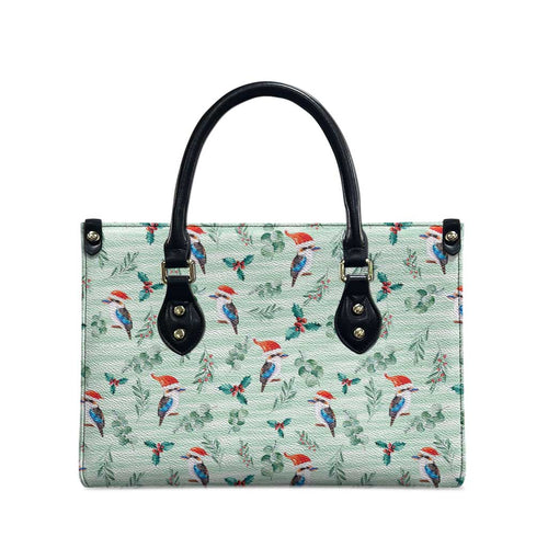 Australia Christmas Leather Bag Aussie Kookaburra Watercolor Seamless Style - Aussie Hoodie