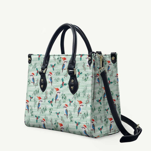 Australia Christmas Leather Bag Aussie Kookaburra Watercolor Seamless Style - Aussie Hoodie