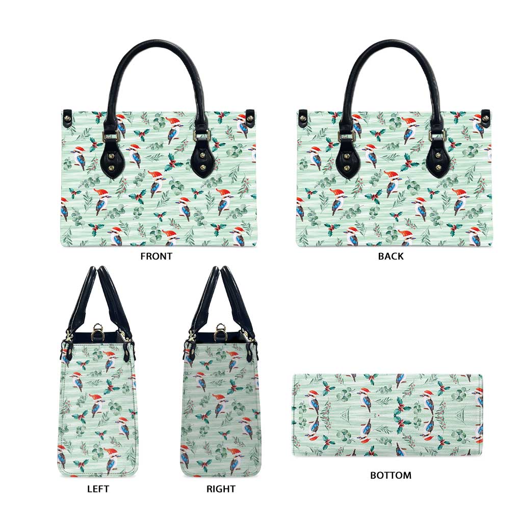 Australia Christmas Leather Bag Aussie Kookaburra Watercolor Seamless Style - Aussie Hoodie