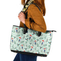 Australia Christmas Leather Tote Bag Aussie Kookaburra Watercolor Seamless Style - Aussie Hoodie