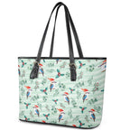 Australia Christmas Leather Tote Bag Aussie Kookaburra Watercolor Seamless Style - Aussie Hoodie