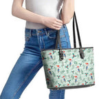 Australia Christmas Leather Tote Bag Aussie Kookaburra Watercolor Seamless Style - Aussie Hoodie