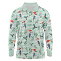 Australia Christmas Long Sleeve Polo Shirt Aussie Kookaburra Watercolor Seamless Style - Aussie Hoodie
